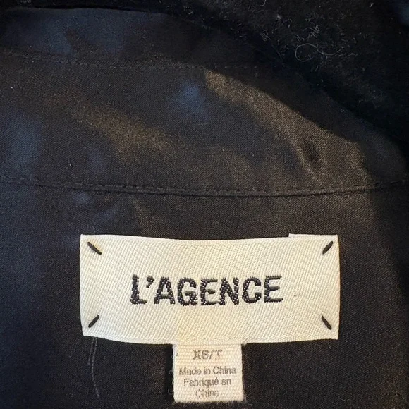 L'AGENCE Dani Black 100% Silk Shirt elegant career office luxury - Picture 4 of 6